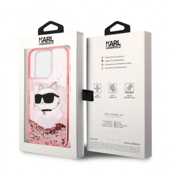 Karl Lagerfeld KLHCP14XLNCHCP Apple iPhone 14 Pro Max pink hardcase Glitter Choupette Head