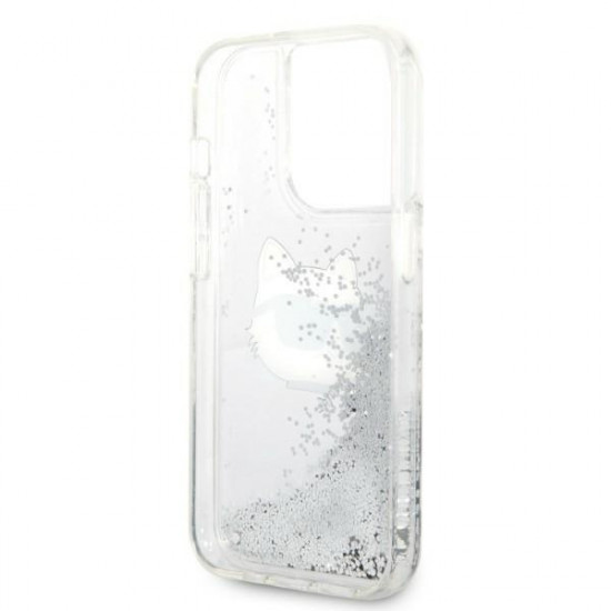 Karl Lagerfeld KLHCP14XLNCHCS Apple iPhone 14 Pro Max silver hardcase Glitter Choupette Head