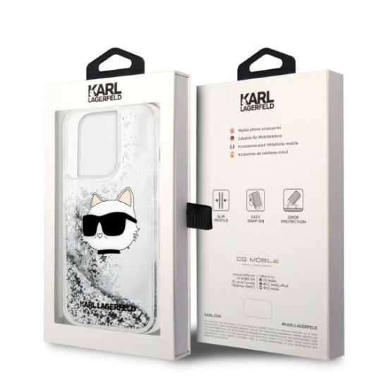 Karl Lagerfeld KLHCP14XLNCHCS Apple iPhone 14 Pro Max silver hardcase Glitter Choupette Head