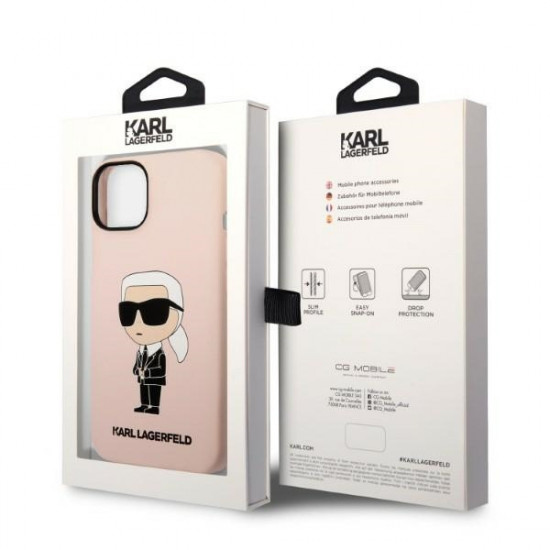 Karl Lagerfeld KLHMP14MSNIKBCPApple iPhone 14 Plus hardcase pink Silicone Ikonik Magsafe