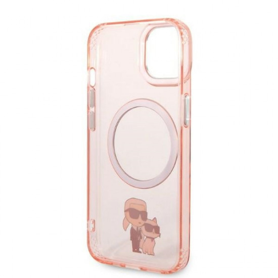 Karl Lagerfeld KLHMP14SHNKCIP Apple iPhone 14 hardcase pink Iconic Karl&Choupette Magsafe