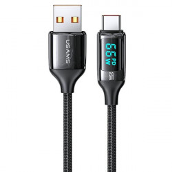 USAMS braided cable U78 USB-C 1.2m LED 6A Fast Charging black SJ544USB01 (US-SJ544)