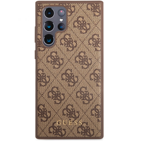 Guess GUHCS23LG4GFBR Samsung S23 Ultra S918 brown hard case 4G Metal Gold Logo