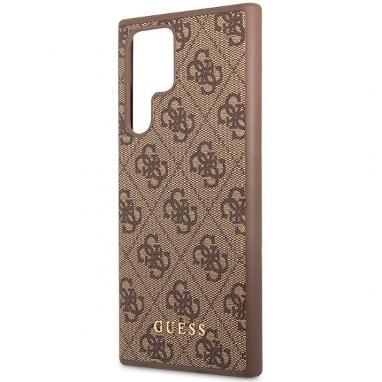 Guess GUHCS23LG4GFBR Samsung S23 Ultra S918 brown hard case 4G Metal Gold Logo