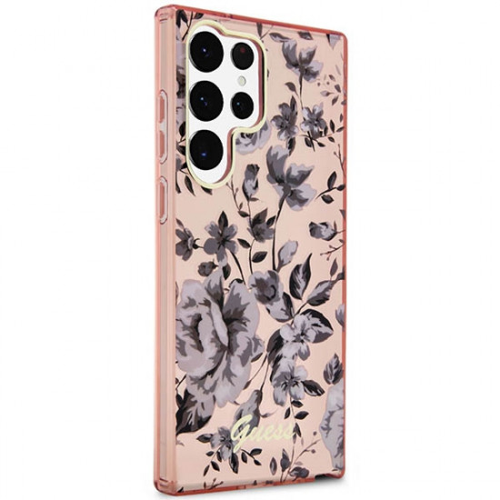 Guess GUHCS23LHCFWSP S23 Ultra pink hardcase Flower Collection