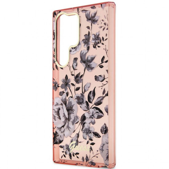 Guess GUHCS23LHCFWSP S23 Ultra pink hardcase Flower Collection