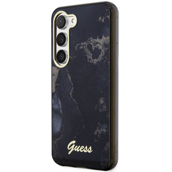 Guess GUHCS23SHTMRSK S23 black hardcase Golden Marble Collection