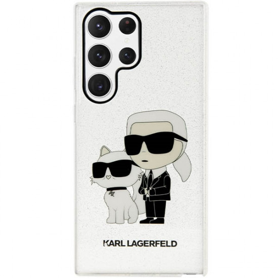 Karl Lagerfeld KLHCS23LHNKCTGT S23 Ultra transparent hardcase Gliter Karl&Choupette