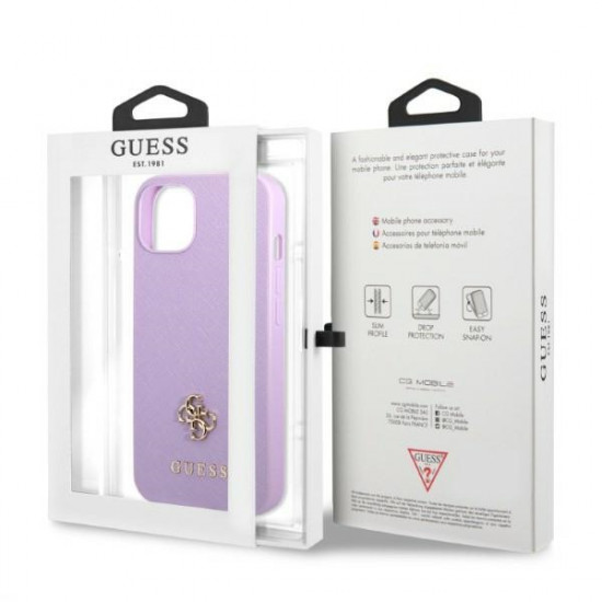 Guess GUHCP13MPS4MU iPhone 13 6,1" purple hardcase Saffiano 4G Small Metal Logo