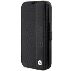 BMW Case BMBKP14X22RDPK iPhone 14 Pro Max 6,7" black bookcase Leather Textured&Stripe