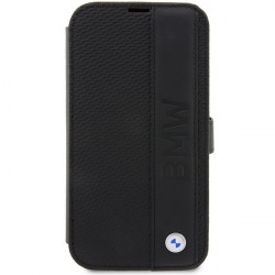 BMW Case BMBKP14X22RDPK iPhone 14 Pro Max 6,7" black bookcase Leather Textured&Stripe