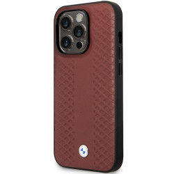 BMW Case BMHCP14L22RFGR iPhone 14 Pro 6,1" burgundy Leather Diamond Pattern