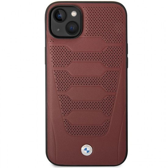 BMW Case BMHCP14S22RPSR iPhone 14 6,1" burgundy Leather Seats Pattern