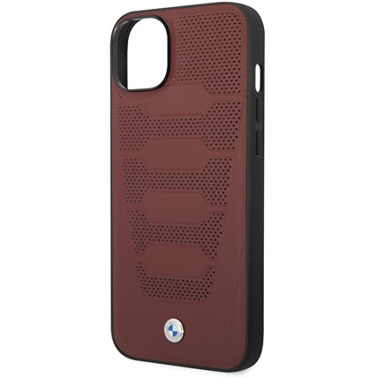 BMW Case BMHCP14S22RPSR iPhone 14 6,1" burgundy Leather Seats Pattern