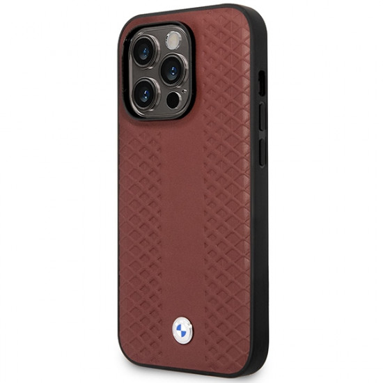 BMW Case BMHMP14L22RFGR iPhone 14 Pro 6,1" burgundy Leather Diamond Pattern MagSafe