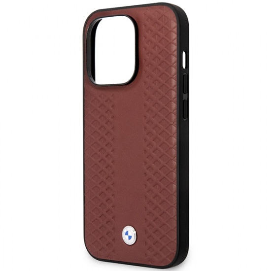 BMW Case BMHMP14L22RFGR iPhone 14 Pro 6,1" burgundy Leather Diamond Pattern MagSafe