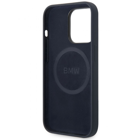 BMW Case BMHMP14XSILNA iPhone 14 Pro Max 6,7" navy Silicone Metal Logo MagSafe