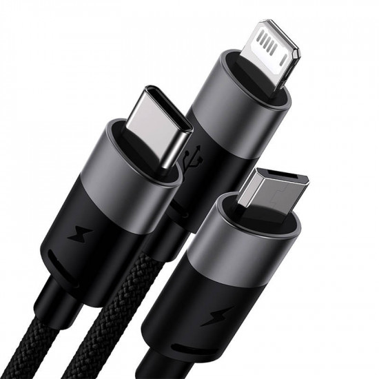 Baseus StarSpeed 3in1 USB-A/USB-C - micro USB - Lightning Cable 3,5A, 1.2m (black) Baseus StarSpeed 3in1 USB-A/USB-C - micro USB - Lightning Cable 3,5A, 1.2m (black)