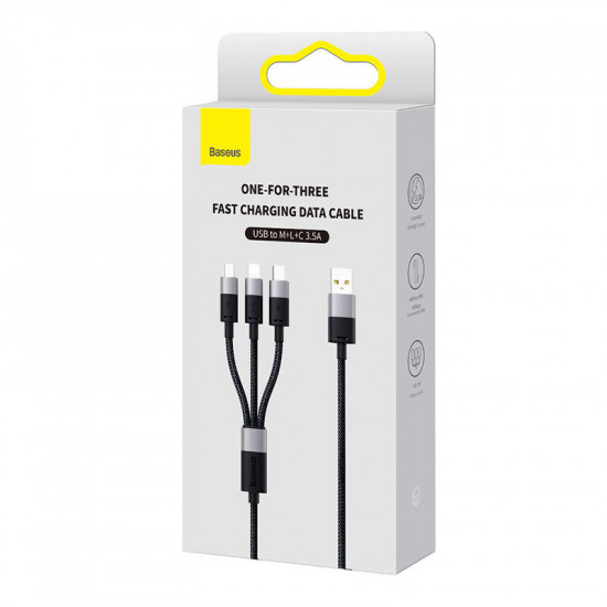 Baseus StarSpeed 3in1 USB-A/USB-C - micro USB - Lightning Cable 3,5A, 1.2m (black) Baseus StarSpeed 3in1 USB-A/USB-C - micro USB - Lightning Cable 3,5A, 1.2m (black)