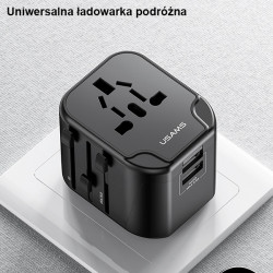 USAMS Univesal Travel Charger 2xUSB T55 12W 4w1 US/AU/EU/UK Black CC173TC01 (US-CC173)
