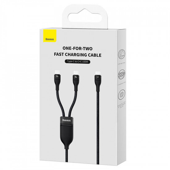 Baseus Flash Series 2in1 USB-C/USB-C Cable 100W 1.5m (black)