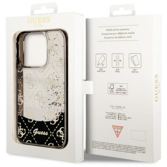 Guess GUHCP14LLC4PSGK iPhone 14 Pro 6.1" black hardcase Liquid Glitter 4G Transculent