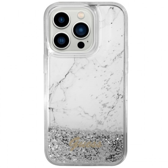 Guess GUHCP14LLCSGSGH iPhone 14 Pro 6.1" white hardcase Liquid Glitter Marble