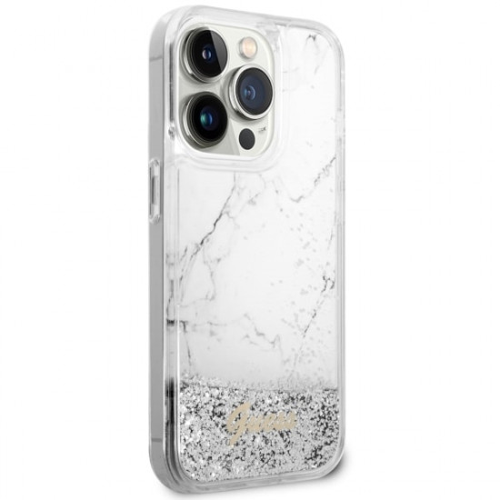 Guess GUHCP14LLCSGSGH iPhone 14 Pro 6.1" white hardcase Liquid Glitter Marble