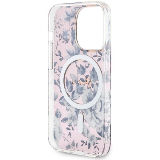 Guess GUHMP14LHCFWSP iPhone 14 Pro 6.1" pink hardcase Flower MagSafe