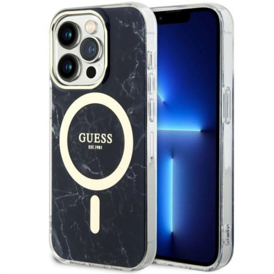 Guess GUHMP14LPCUMAK iPhone 14 Pro 6.1" black hardcase Marble MagSafe