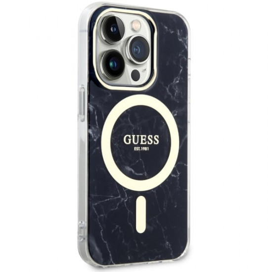 Guess GUHMP14LPCUMAK iPhone 14 Pro 6.1" black hardcase Marble MagSafe