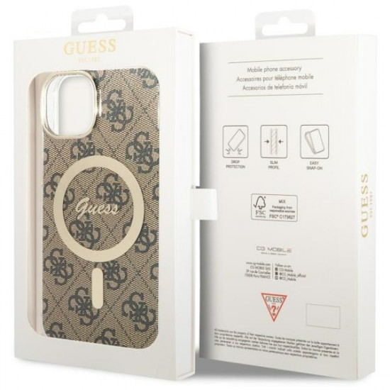 Guess GUHMP14SH4STW iPhone 14 6.1" brown hardcase 4G MagSafe