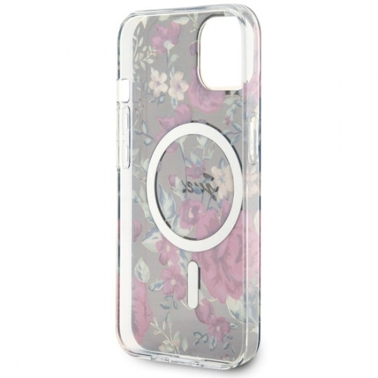 Guess GUHMP14SHCFWSA iPhone 14 6.1" khaki hardcase Flower MagSafe