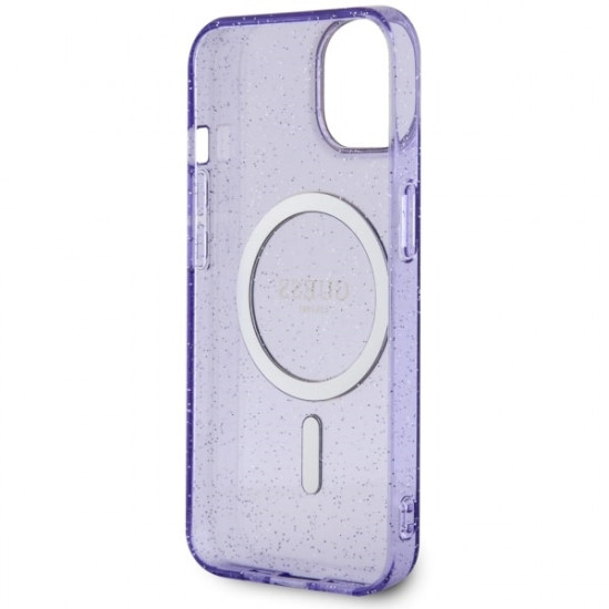 Guess GUHMP14SHCMCGU iPhone 14 6.1" purple hardcase Glitter Gold MagSafe