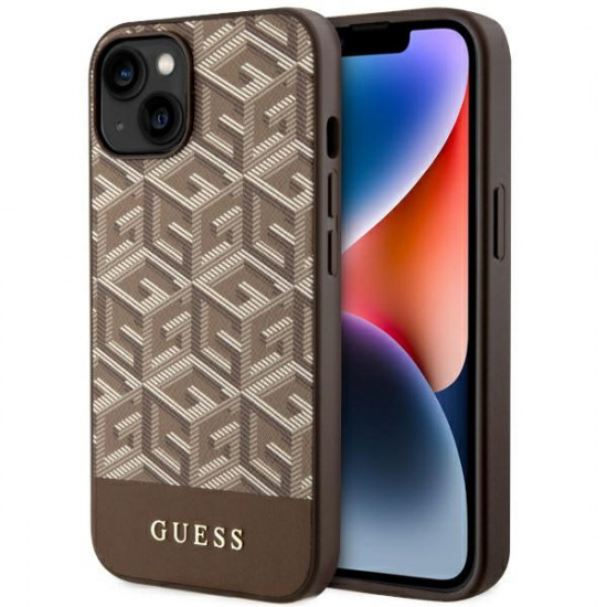 Guess GUHMP14SHGCFSEW iPhone 14 6.1" brown hardcase GCube Stripes MagSafe