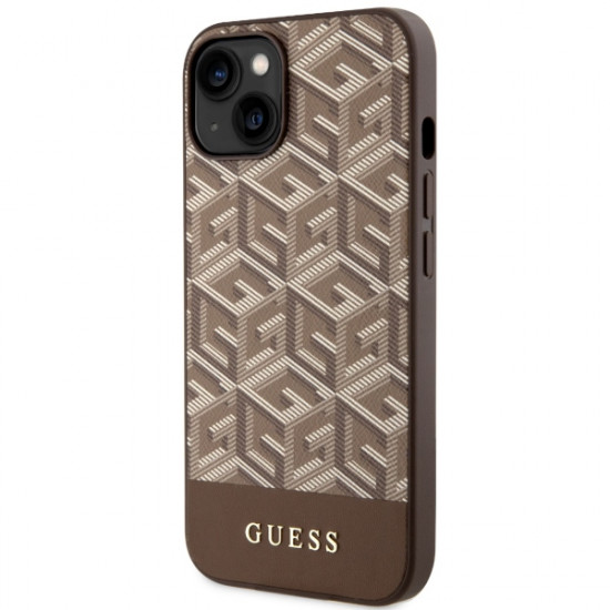 Guess GUHMP14SHGCFSEW iPhone 14 6.1" brown hardcase GCube Stripes MagSafe