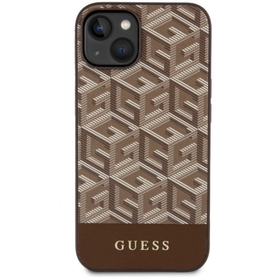 Guess GUHMP14SHGCFSEW iPhone 14 6.1" brown hardcase GCube Stripes MagSafe