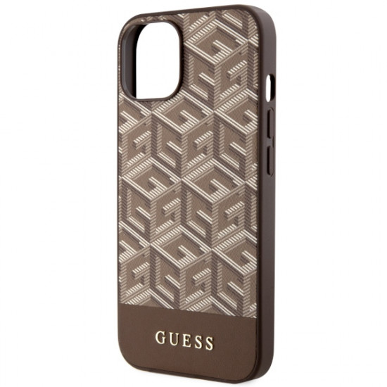 Guess GUHMP14SHGCFSEW iPhone 14 6.1" brown hardcase GCube Stripes MagSafe