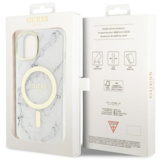 Guess GUHMP14SPCUMAH iPhone 14 6.1" white hardcase Marble MagSafe