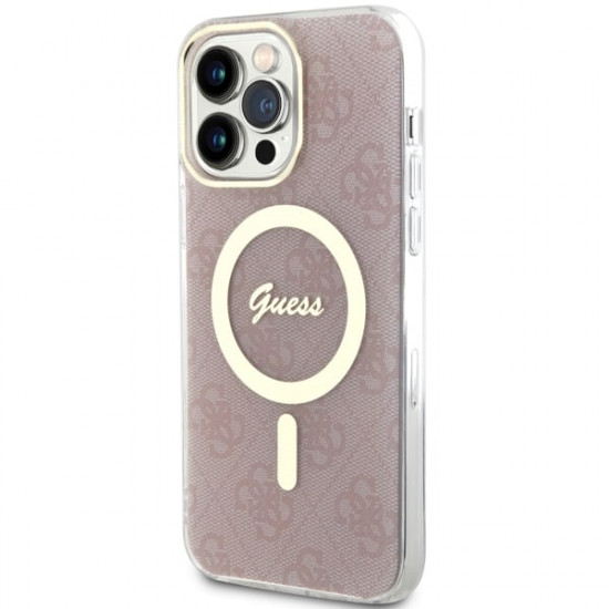 Guess GUHMP14XH4STP iPhone 14 Pro Max 6.7" pink hardcase 4G MagSafe