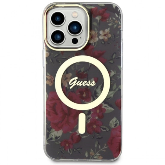 Guess GUHMP14XHCFWSA iPhone 14 Pro Max 6.7" khaki hardcase Flower MagSafe