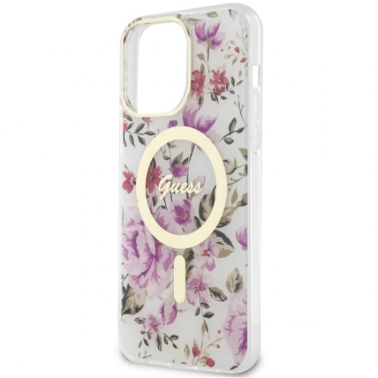 Guess GUHMP14XHCFWST iPhone 14 Pro Max 6.7" transparent hardcase Flower MagSafe