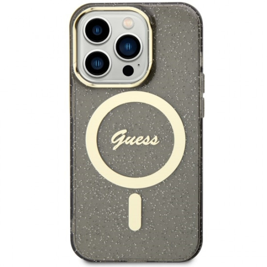 Guess GUHMP14XHCMCGK iPhone 14 Pro Max 6.7" black hardcase Glitter Gold MagSafe