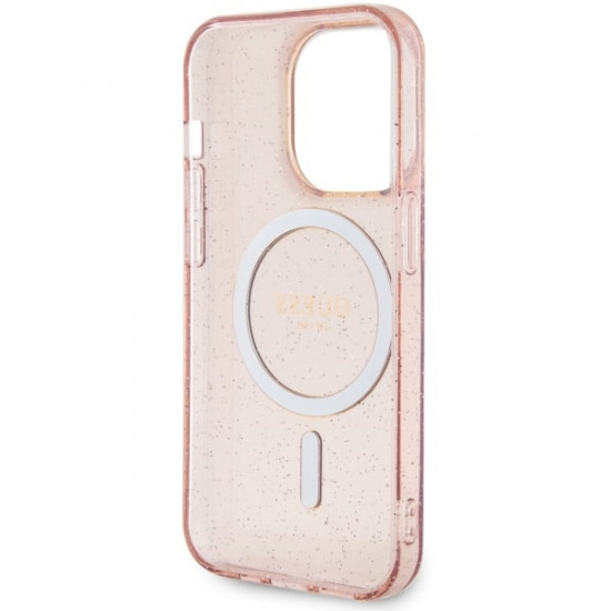 Guess GUHMP14XHCMCGP iPhone 14 Pro Max 6.7" pink hardcase Glitter Gold MagSafe