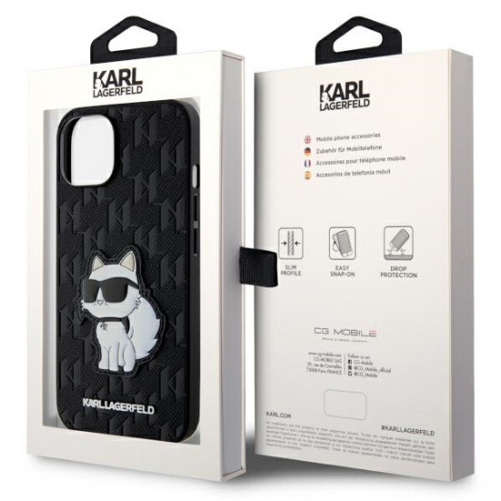 Karl Lagerfeld KLHCP14MSAKHPCK iPhone 14 Plus 6.7" black Saffiano Monogram Choupette