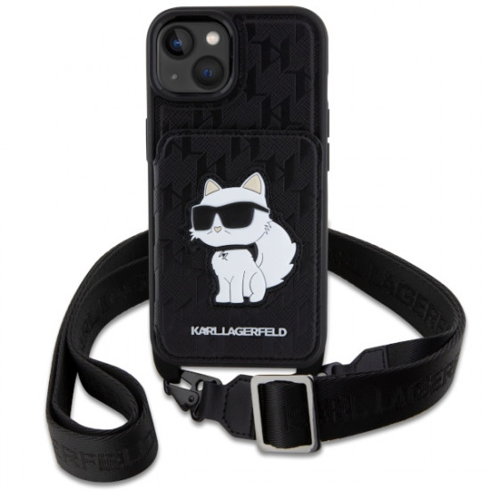 Karl Lagerfeld KLHCP14SCSAKHPCK iPhone 14 6.1" hardcase black Crossbody Saffiano Monogram Choupette