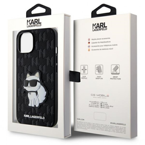 Karl Lagerfeld KLHCP14SSAKHPCK iPhone 14 6.1" black Saffiano Monogram Choupette