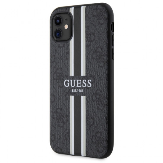 Guess GUHMN61P4RPSK iPhone 11 / Xr black hardcase 4G Printed Stripes MagSafe