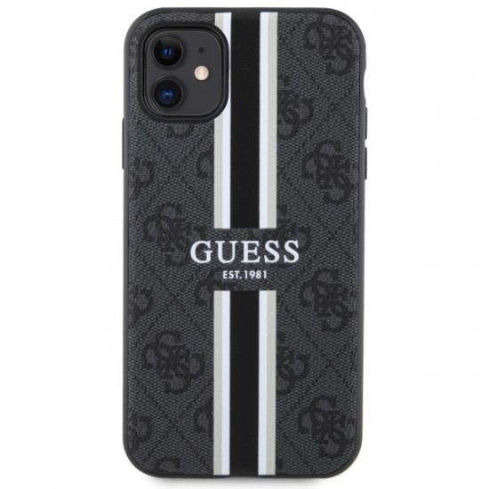 Guess GUHMN61P4RPSK iPhone 11 / Xr black hardcase 4G Printed Stripes MagSafe