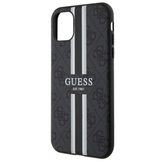 Guess GUHMN61P4RPSK iPhone 11 / Xr black hardcase 4G Printed Stripes MagSafe